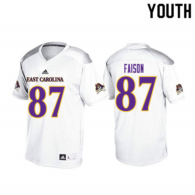 Youth #87 Damir Faison ECU Pirates College Football Jerseys Sale-White - Click Image to Close